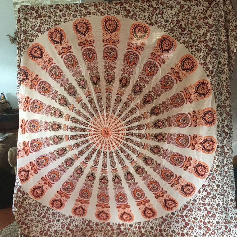 Browns maroon and orange tapestry